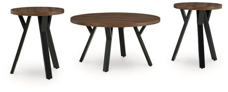 Tampa Furniture Outlet - Ashley Furniture - Elbrynn Table (Set of 3) - Occasional Table Set (3/CN) / Brown/Black - T153-13