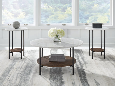 Tampa Furniture Outlet - Ashley Furniture - Wrenwich Table (Set of 3) - Occasional Table Set (3/CN) / Brown/Black/White - T167-13