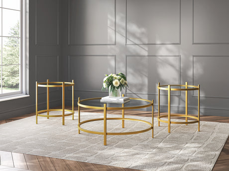 Tampa Furniture Outlet - Ashley Furniture - Pearlox Table (Set of 3) - Occasional Table Set (3/CN) / Gold - T173-13