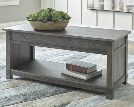Tampa Furniture Outlet - Ashley Furniture - Freedan Lift-Top Coffee Table - Rect Lift Top Cocktail Table / Grayish Brown - T175-9