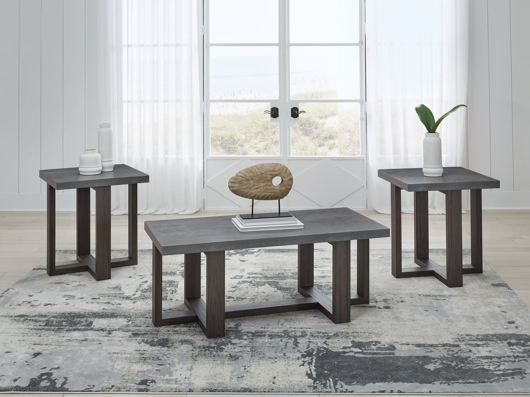 Tampa Furniture Outlet - Ashley Furniture - Dynnford Table (Set of 3) - Occasional Table Set (3/CN) / Gray/Brown - T216-13