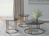 Tampa Furniture Outlet - Ashley Furniture - Hannerly Table (Set of 3) - Occasional Table Set (3/CN) / Black/Gold Finish - T219-13