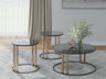 Tampa Furniture Outlet - Ashley Furniture - Hannerly Table (Set of 3) - Occasional Table Set (3/CN) / Black/Gold Finish - T219-13