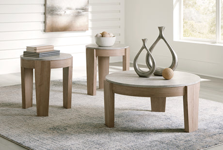 Tampa Furniture Outlet - Ashley Furniture - Guystone Table (Set of 3) - Occasional Table Set (3/CN) / Light Brown - T237-13