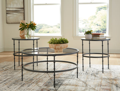 Tampa Furniture Outlet - Ashley Furniture - Kellyco Table (Set of 3) - Occasional Table Set (3/CN) / Gunmetal - T246-13
