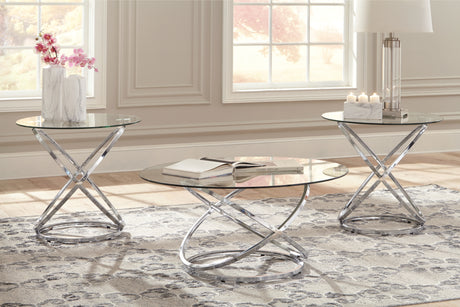 Tampa Furniture Outlet - Ashley Furniture - Hollynyx Table (Set of 3) - Occasional Table Set (3/CN) / Chrome Finish - T270-13