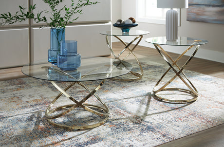 Tampa Furniture Outlet - Ashley Furniture - Crimonti Table (Set of 3) - Occasional Table Set (3/CN) / Champagne - T273-13