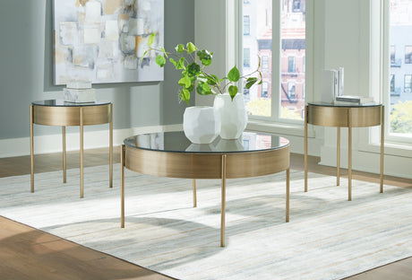Tampa Furniture Outlet - Ashley Furniture - Jettaya Table (Set of 3) - Occasional Table Set (3/CN) / Brushed Brass - T285-13