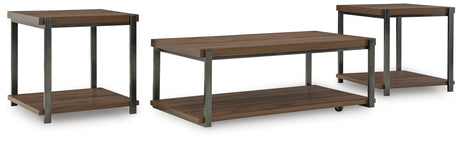 Tampa Furniture Outlet - Ashley Furniture - Trindwick Table (Set of 3) - Occasional Table Set (3/CN) / Brown/Gun Metal - T381-13