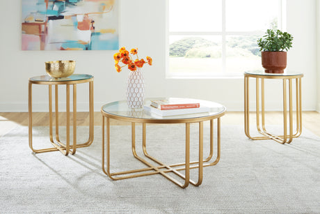 Tampa Furniture Outlet - Ashley Furniture - Milloton Table (Set of 3) - Occasional Table Set (3/CN) / Gold - T398-13
