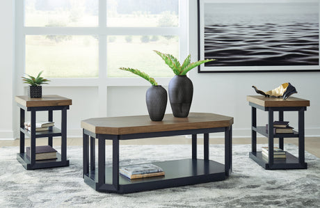 Tampa Furniture Outlet - Ashley Furniture - Landocken Table (Set of 3) - Occasional Table Set (3/CN) / Brown/Blue - T402-13