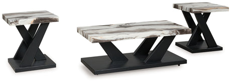 Tampa Furniture Outlet - Ashley Furniture - Cendill Table (Set of 3) - Occasional Table Set (3/CN) / Dark Brown/White/Black - T403-13