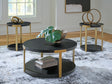 Tampa Furniture Outlet - Ashley Furniture - Shylore Table (Set of 3) - Occasional Table Set (3/CN) / Black/Brass Finish - T410-13