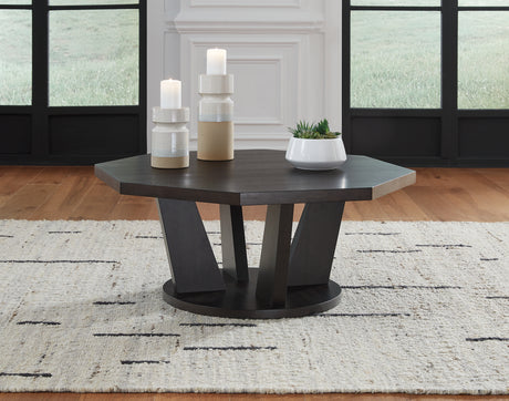 Tampa Furniture Outlet - Ashley Furniture - Chasinfield Coffee Table - Octagon Cocktail Table / Dark Brown - T458-8
