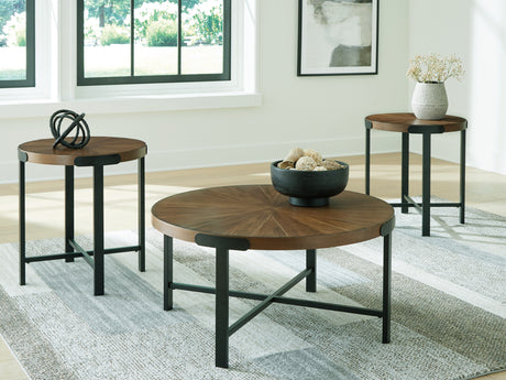Tampa Furniture Outlet - Ashley Furniture - Crosstrail Table (Set of 3) - Occasional Table Set (3/CN) / Brown - T483-13