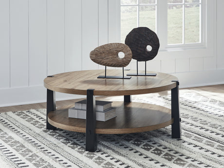 Tampa Furniture Outlet - Ashley Furniture - Ridgester Coffee Table - Round Cocktail Table - T518-8