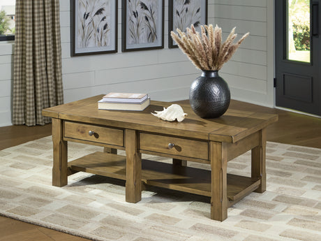 Tampa Furniture Outlet - Ashley Furniture - Vandenmore Coffee Table - Rectangular Cocktail Table / Medium Brown - T539-1