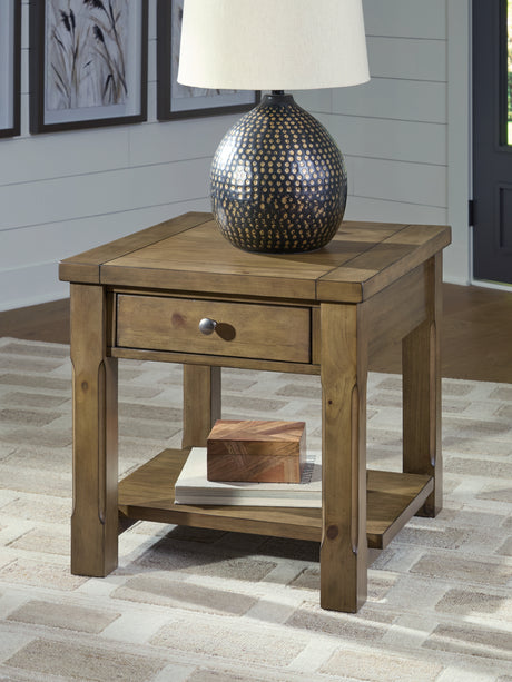 Tampa Furniture Outlet - Ashley Furniture - Vandenmore End Table - Rectangular End Table / Medium Brown - T539-3