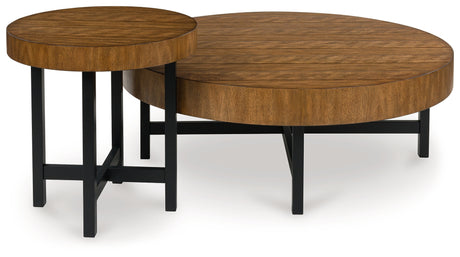 Tampa Furniture Outlet - Ashley Furniture - Steenlage Table (Set of 2) - Occasional Table Set (Set of 2) / Brown/Black - T575-12