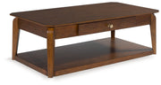 Tampa Furniture Outlet - Ashley Furniture - Trenmour Coffee Table - Rectangular Cocktail Table / Medium Brown - T596-1