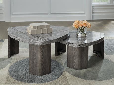 Tampa Furniture Outlet - Ashley Furniture - Surmour Stacked Coffee Table - Stacked Cocktail Table / Gray/Brown - T600-0