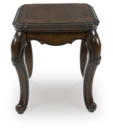 Tampa Furniture Outlet - Ashley Furniture - Maylee End Table - Square End Table / Dark Brown - T647-2