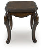 Tampa Furniture Outlet - Ashley Furniture - Maylee End Table - Square End Table / Dark Brown - T647-2