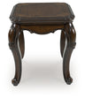 Tampa Furniture Outlet - Ashley Furniture - Maylee End Table - Square End Table / Dark Brown - T647-2