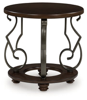 Tampa Furniture Outlet - Ashley Furniture - Frallyn End Table - Round End Table / Dark Brown - T623-6