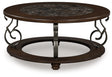 Tampa Furniture Outlet - Ashley Furniture - Frallyn Coffee Table - Round Cocktail Table / Dark Brown - T623-8
