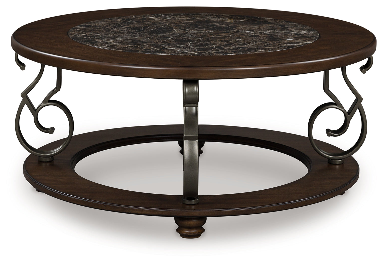 Tampa Furniture Outlet - Ashley Furniture - Frallyn Coffee Table - Round Cocktail Table / Dark Brown - T623-8