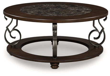 Tampa Furniture Outlet - Ashley Furniture - Frallyn Coffee Table - Round Cocktail Table / Dark Brown - T623-8
