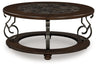 Tampa Furniture Outlet - Ashley Furniture - Frallyn Coffee Table - Round Cocktail Table / Dark Brown - T623-8