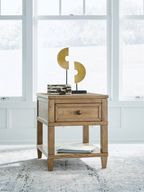 Tampa Furniture Outlet - Ashley Furniture - Sharlance End Table - Rectangular End Table / Light Brown - T655-3