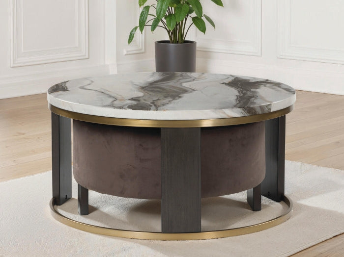 Tampa Furniture Outlet - Ashley Furniture - Jazmore Nesting Coffee Table (Set of 2) - Nesting Cocktail Tables (Set of 2) / Brown/Brass Finish - T671-22