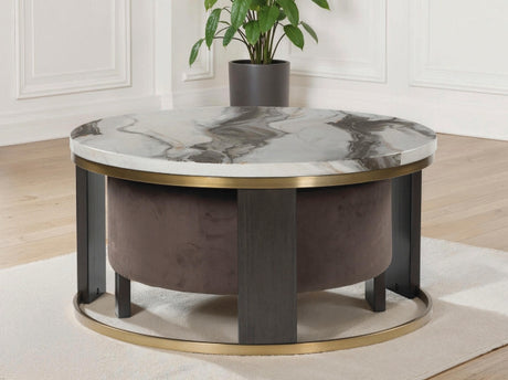 Tampa Furniture Outlet - Ashley Furniture - Jazmore Nesting Coffee Table (Set of 2) - Nesting Cocktail Tables (Set of 2) / Brown/Brass Finish - T671-22