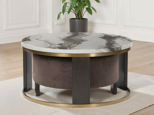 Tampa Furniture Outlet - Ashley Furniture - Jazmore Nesting Coffee Table (Set of 2) - Nesting Cocktail Tables (Set of 2) / Brown/Brass Finish - T671-22
