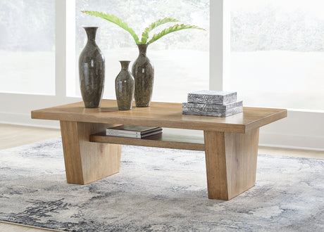 Tampa Furniture Outlet - Ashley Furniture - Kristiland Coffee Table - Rectangular Cocktail Table / Light Brown - T674-1