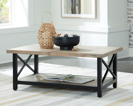 Tampa Furniture Outlet - Ashley Furniture - Bristenfort Coffee Table - Rectangular Cocktail Table / Brown/Black - T685-1