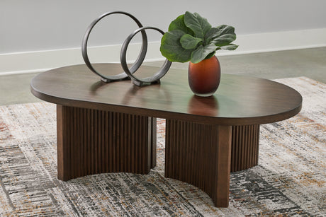 Tampa Furniture Outlet - Ashley Furniture - Korestone Coffee Table - Rectangular Cocktail Table / Dark Brown - T438-1
