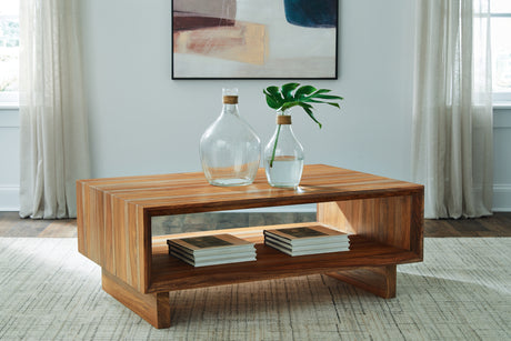 Tampa Furniture Outlet - Ashley Furniture - Dressonni Coffee Table - Rectangular Cocktail Table / Brown - T690-1