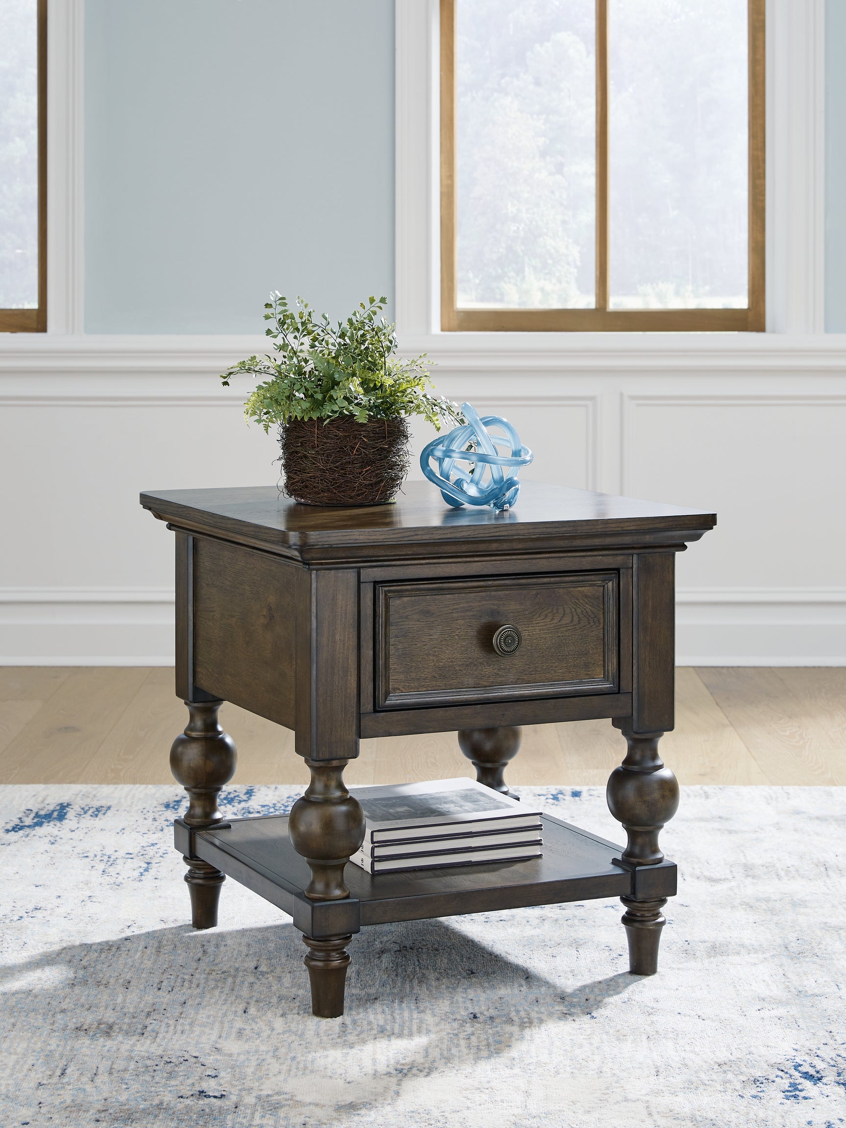 Tampa Furniture Outlet - Ashley Furniture - Veramond End Table - Square End Table / Dark Brown - T694-2