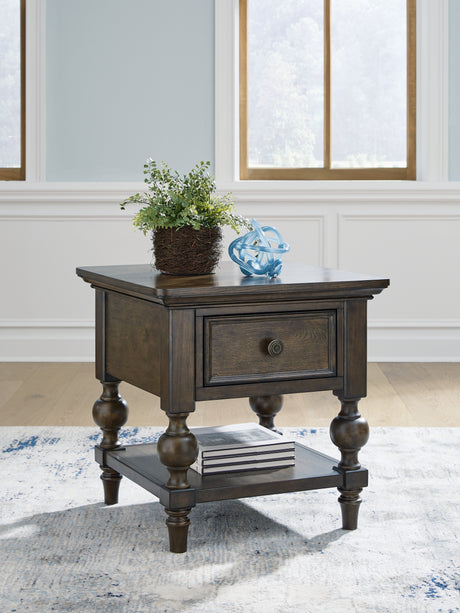 Tampa Furniture Outlet - Ashley Furniture - Veramond End Table - Square End Table / Dark Brown - T694-2