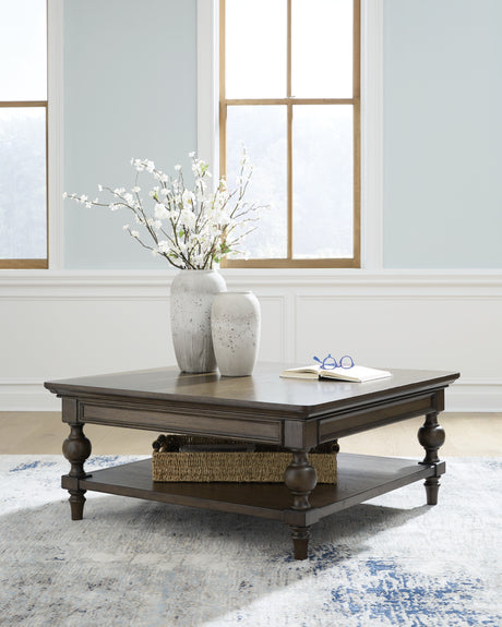 Tampa Furniture Outlet - Ashley Furniture - Veramond Coffee Table - Square Cocktail Table / Dark Brown - T694-8