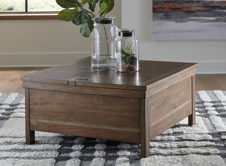 Tampa Furniture Outlet - Ashley Furniture - Moriville Lift-Top Coffee Table - Lift Top Cocktail Table / Grayish Brown - T731-9