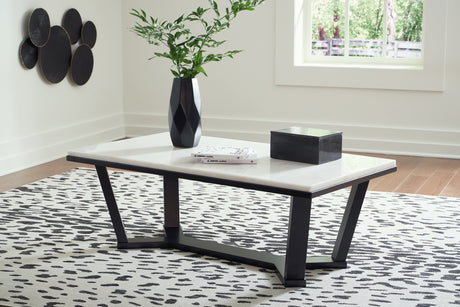 Tampa Furniture Outlet - Ashley Furniture - Fostead Coffee Table - Rectangular Cocktail Table / White/Espresso - T770-1