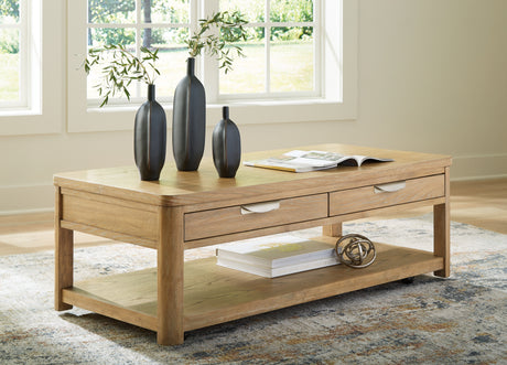Tampa Furniture Outlet - Ashley Furniture - Rencott Coffee Table - Rectangular Cocktail Table / Light Brown - T781-1