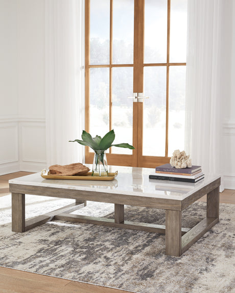 Tampa Furniture Outlet - Ashley Furniture - Loyaska Coffee Table - Rectangular Cocktail Table / Brown/Ivory - T789-1