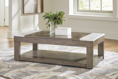 Tampa Furniture Outlet - Ashley Furniture - Loyaska Lift-Top Coffee Table - Lift Top Cocktail Table / Grayish Brown/White - T854-9