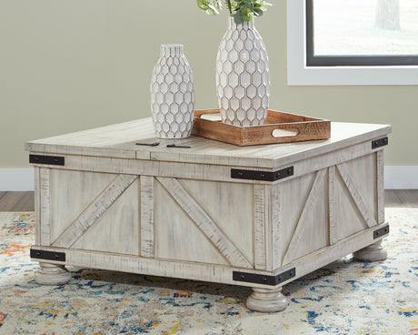 Tampa Furniture Outlet - Ashley Furniture - Carynhurst Coffee Table - Cocktail Table with Storage / Whitewash - T929-20